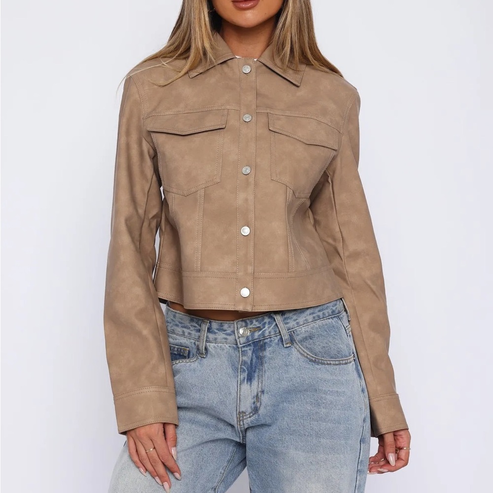 White fox boutique hold tight camel jacket  NWOT